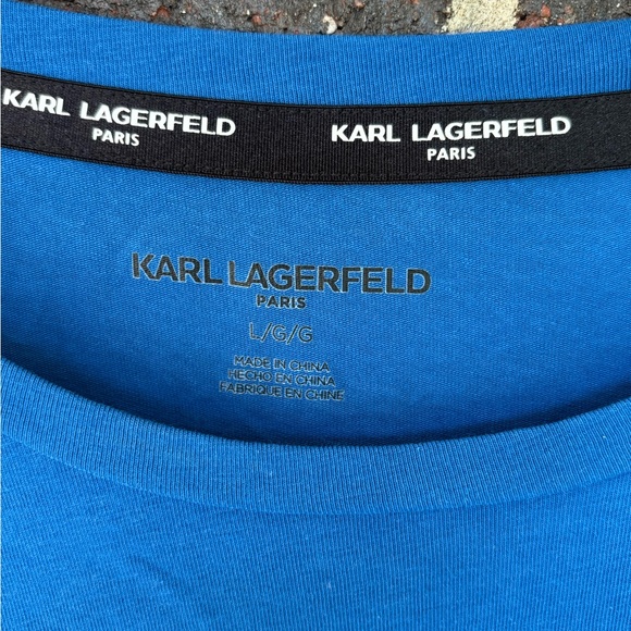 Karl Lagerfeld Blue Long Sleeve Shirt with Sunglasses Graphic size L t shirt - Picture 4 of 6